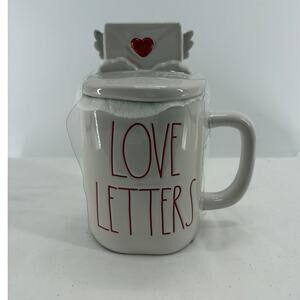 Rae Dunn Valentine's "Love Letters" large glass cup with lid NIB